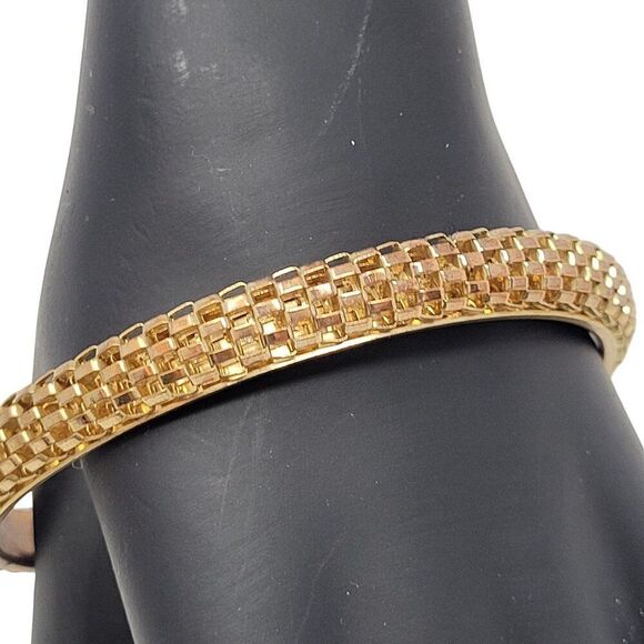 Bangle Bracelet Bronze Gold Weaved Scale Snake Texture Metal Layering Glam Gift - Picture 2 of 6